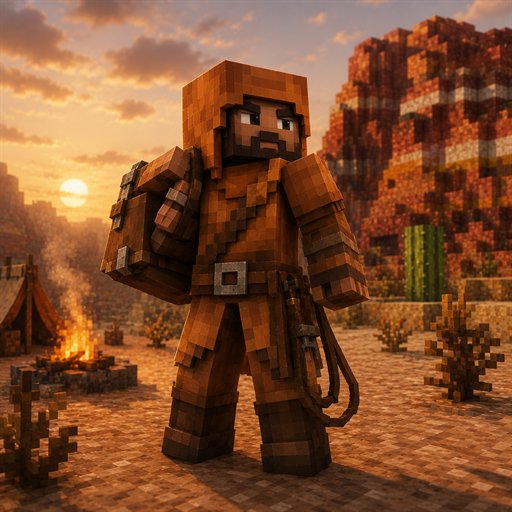 A traveller in orange leather with a saddle, crossing desert badlands